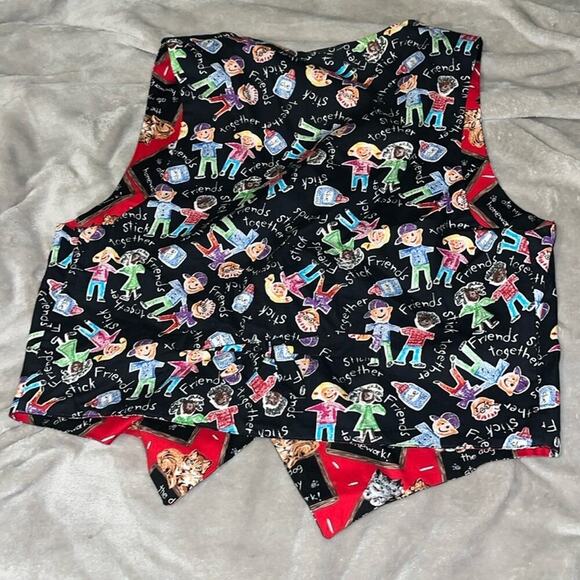 Vintage Reversible Vest Teacher Dogs Cats - Picture 7 of 8